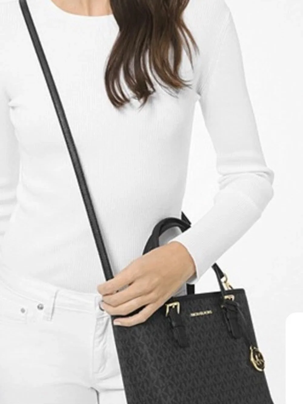 Michael Kors Black MK Mini Tote with Gold Accent Charm - Picture 2 of 2